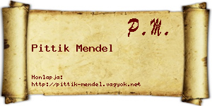 Pittik Mendel névjegykártya